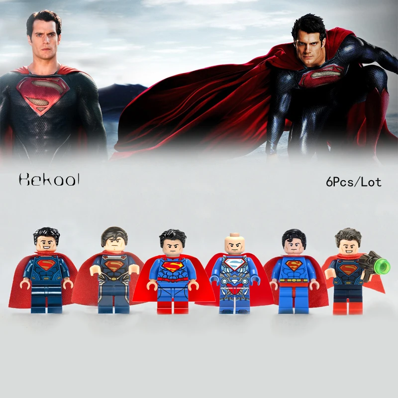 

Super Heroes Legoe Superman Man of Steel MiniFig Lex Luthor Super man DC Kit Compatible 76002 76003 Blocks kid toys NEW