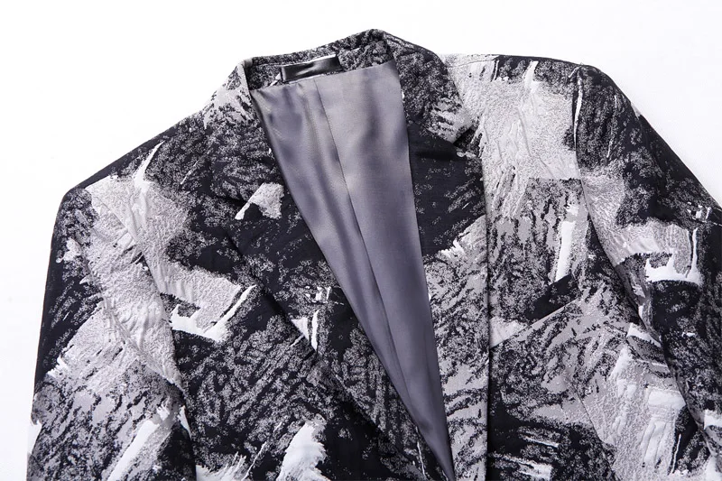 Spring And Autumn Slim British Fashion Printing Youth Men'S Business Casual Suit Jacket Stage Dress Host Annual Meeting Jacket Spring And Autumn Slim British Fashion Printing Youth Men'S Business Casual Suit Jacket Stage Dress Host Annual Meeting Jacket