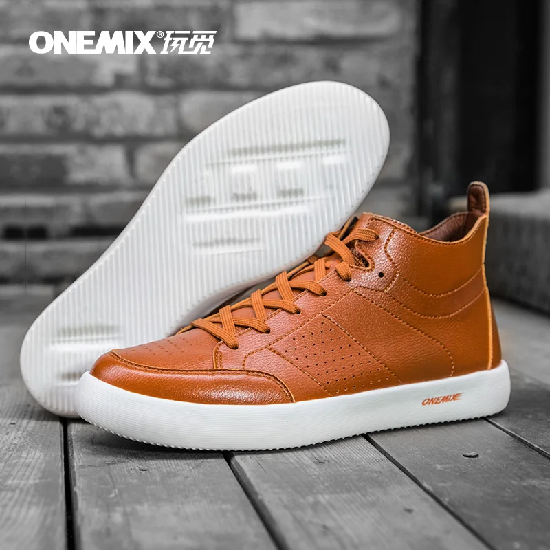 ONEMIX 2019 جديد الرجال تزلج الأحذية خفيفة الوزن الفاخرة الصلبة اللون أحذية رياضية جلد ناعم عارضة أزياء البرية شقة أكسفورد أحذية