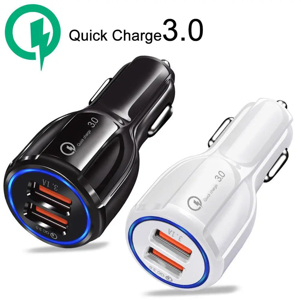 

QC3.0 Certified Quick Charge Dual 2 USB Port Fast Car Charger 36W Accessory