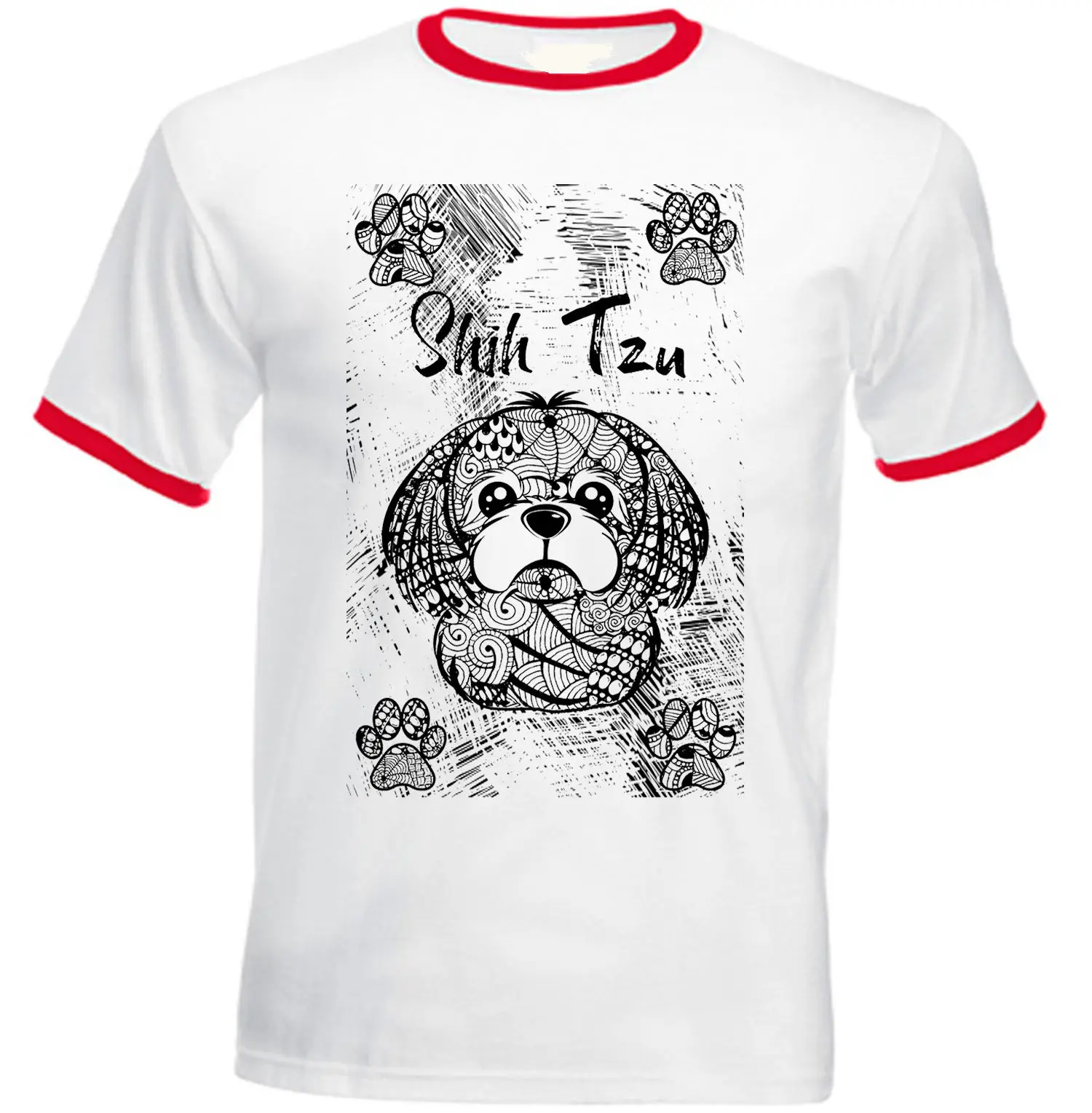 

Men'S T-Shirts Summer Style Fashion Swag Men Hot Sale SHIH TZU - NEW COTTON RED RINGER T-Shirt Men Clothing