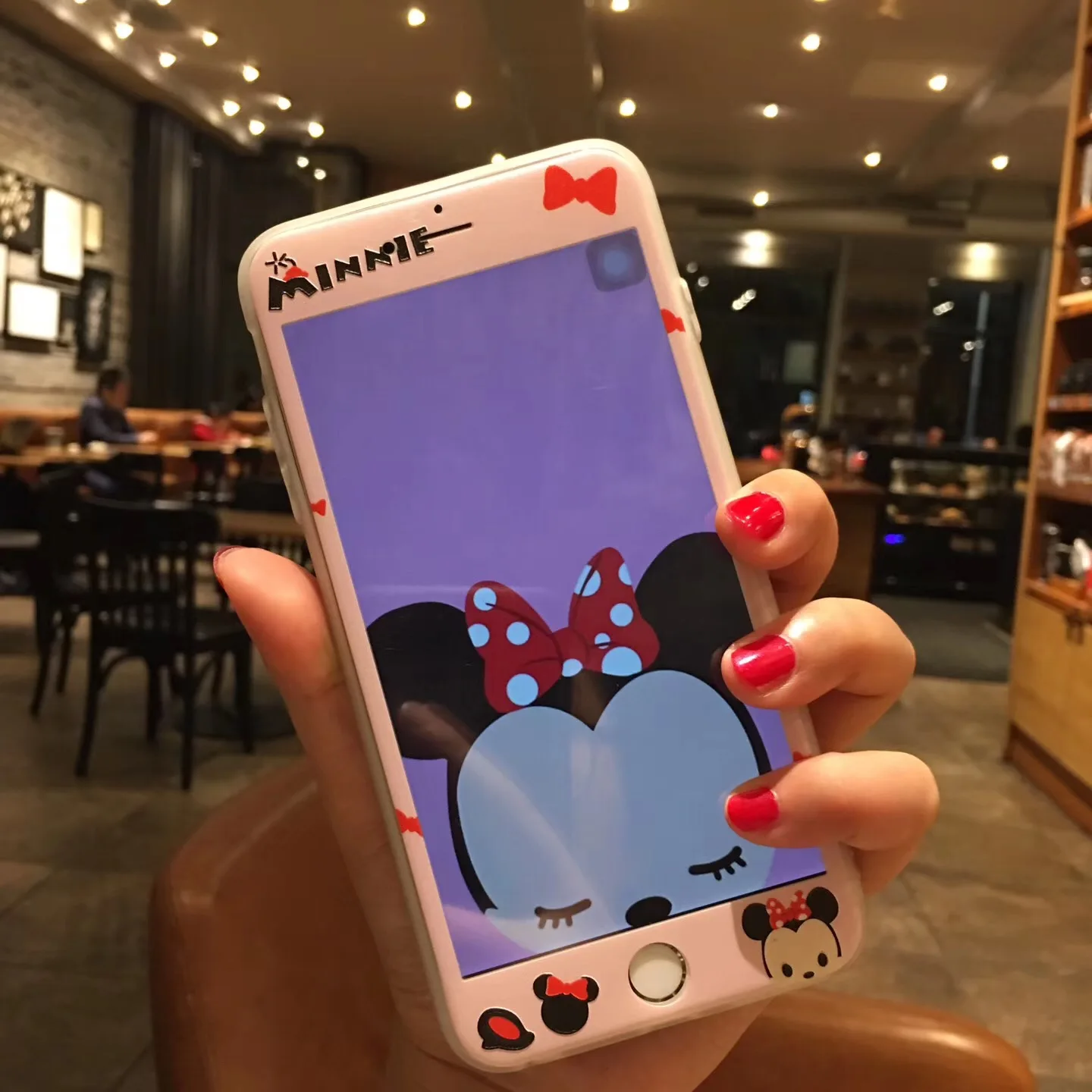 

RLENDA 3D Full Cover Funny Cartoon Mouse Duck Temperd Glass Screen Protector for iphone 8 7 6S 6 Plus