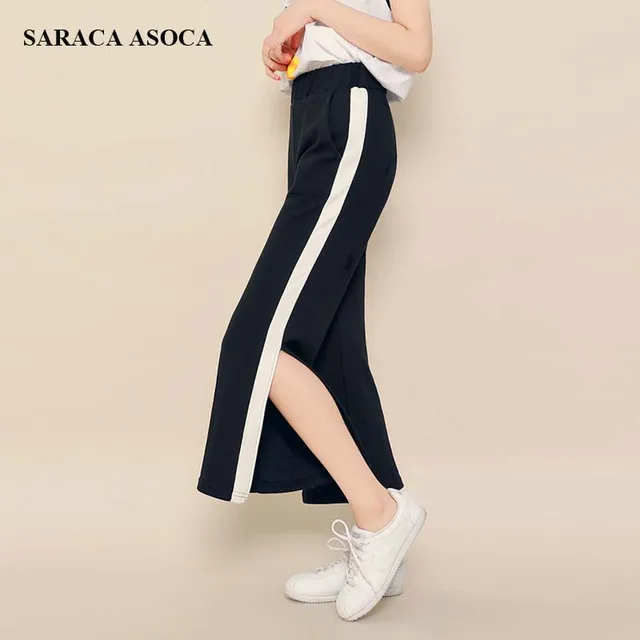 black wide leg pants with slits