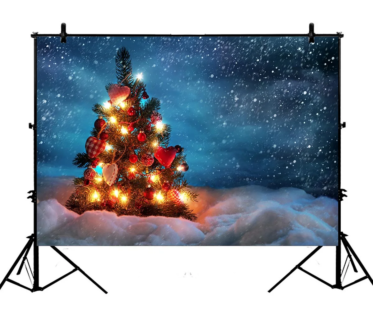

5x7ft Christmas Xmas Tree Outdoor Eve Winter Snow New Year Polyester Photo Background Portrait Backdrop