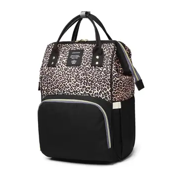 

LEQUEEN Waterproof Diaper Bag Leopard Large Capacity Mummy Nursing Backpack Multi-function Nappy Bags