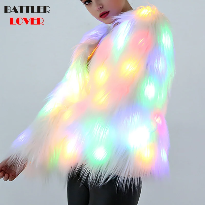Light Fur Coat Winter Jacket Women Halloween Party Coats Christmas Jackets Femme Mujer Overcoats Womens Damen Pelzmantel Jacket