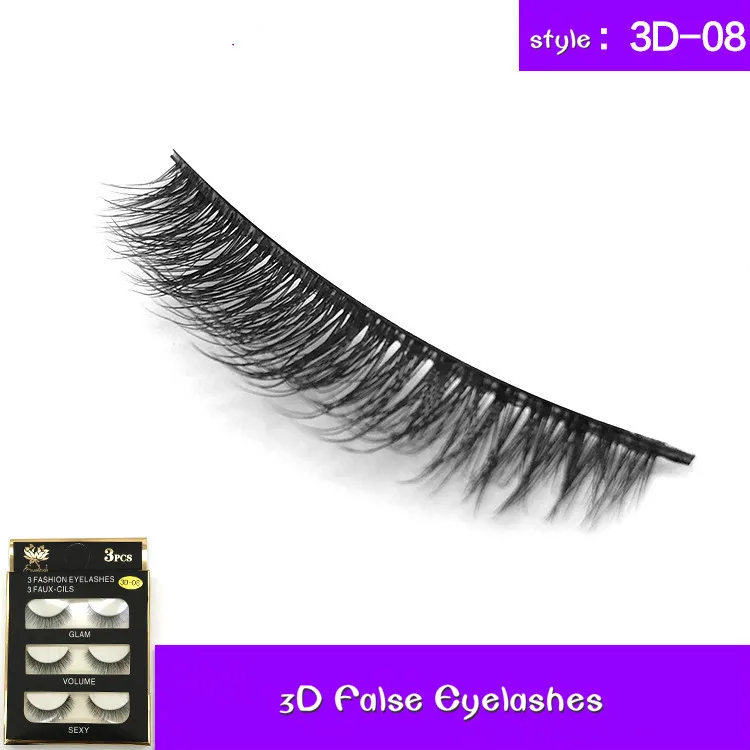 Beste Nieuwe 3 pairs natuurlijke valse wimpers valse wimpers lang make 3d mink wimpers extension wimper mink wimpers voor makeup