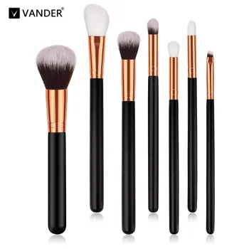 

7PCS Professional Makeup Brushes Set Black Wooden Handle Face Foundation Powder Eye Shadow Cosmetic Kabuki Blending Tools