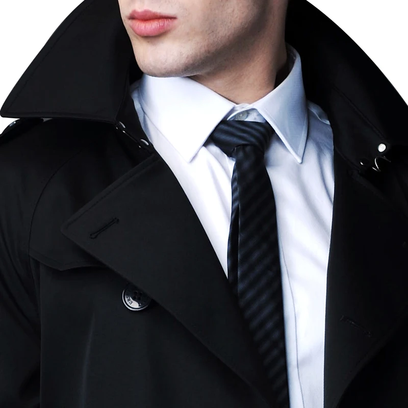 Британская жесткая мужская Черная Мужская ветровка пальто и длинные секции тонкие пальто пояс Мужчины Подлинная Мужская ветровка куртка