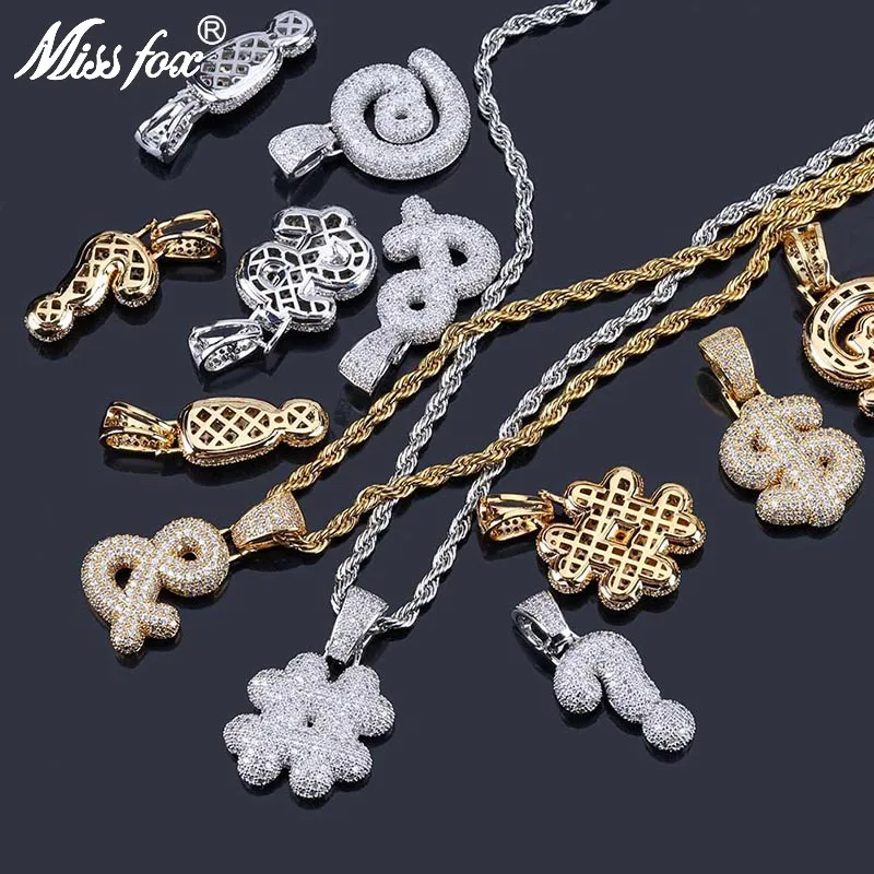 

MISSFOX Hip Hop & !  $ @ # Symbol Sorority 24K Gold Plated AAA Cubic Zirconia Nameplate Initial Letter Long Necklaces Pendants