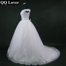 QQ Lover 2018 New Boat Neck Vestido De Noiva Lace Wedding Dress With Bow Custom-made Plus Size Wedding Gown Bridal Dress