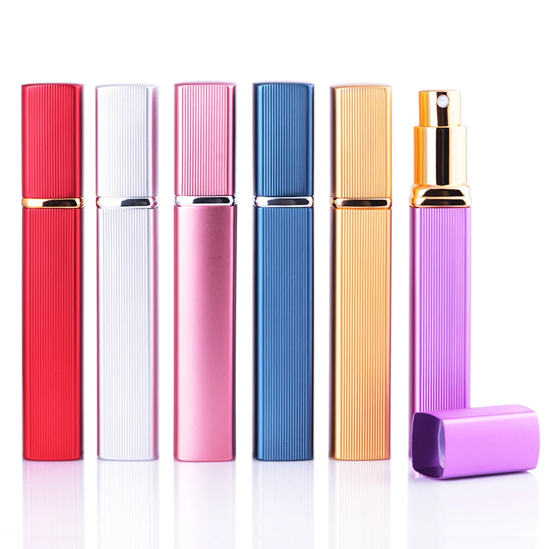 

Anodized Square 1PCS 12ml 6 Colors Mini Portable Travel Refillable Perfume Atomizer Bottle Perfume Bottle For Spray Scent Pump