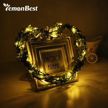 

3m/10ft 30-LED Fairy Light Green Leaves Garland Copper Wire String Lamp for Glass Craft Bottle Valentines Wedding Decoration