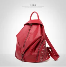 Women’s Rivet Hardware Genuine Cowhide Leather Backpack School Bag 2016 new design, Genuine Leather Shoulder Lady bag,