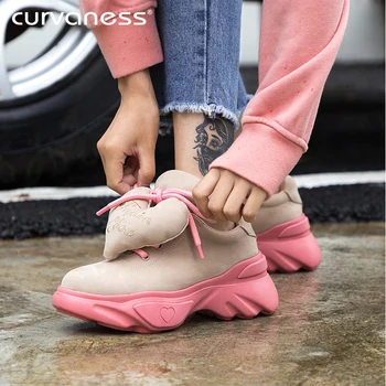 Curvaness New Platform Sneakers Women Stylish Thick Sole Running Shoes Height Increasing 5 CM Sport Shoes Woman Chaussures Femme Curvaness New Platform Sneakers Women Stylish Thick Sole Running Shoes Height Increasing 5 CM Sport Shoes Woman Chaussures Femme