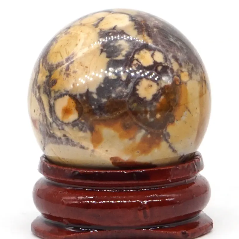 

Natural Yellow Leopard Jasper Ball Mineral Quartz Sphere Hand Massage Crystal Ball Healing Feng Shui Home Decor Accessory 30mm