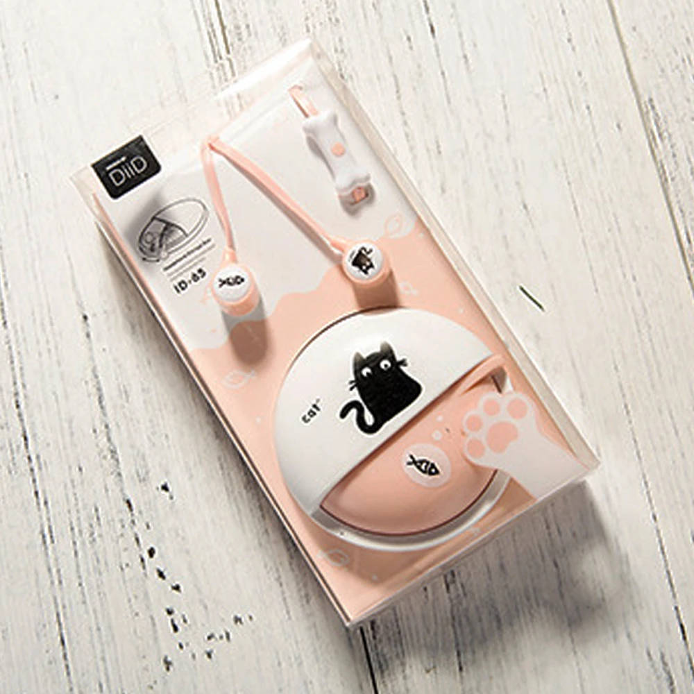 Cute Cartoon Cat Earphone 3.5mm In-ear Stereo with Mic Earphones Case for Phone MP3 MP4 for Girls Kid Child Student Gifts      5