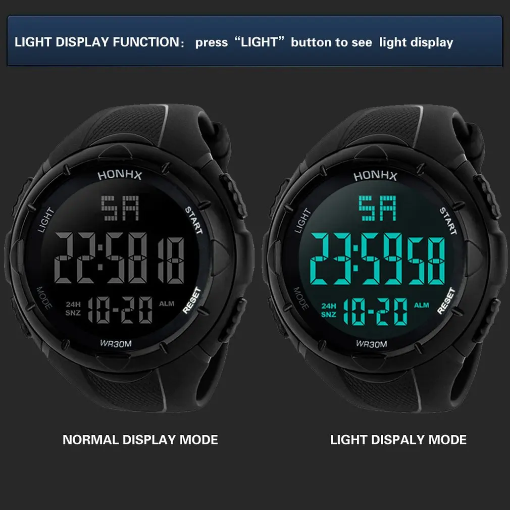 Men Boy Sports Watches LED Electronic Digital Watch 50M Waterproof Casual Outdoor Military Wristwatch Accurately Relogio