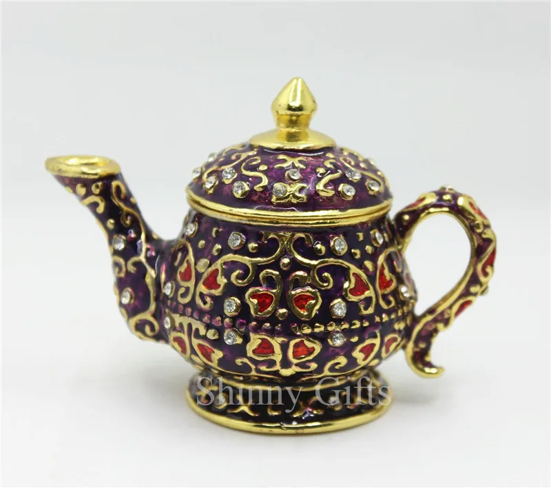 100 Handmade Enamel luxury Home Decorative Box Teapot Shape Trinket