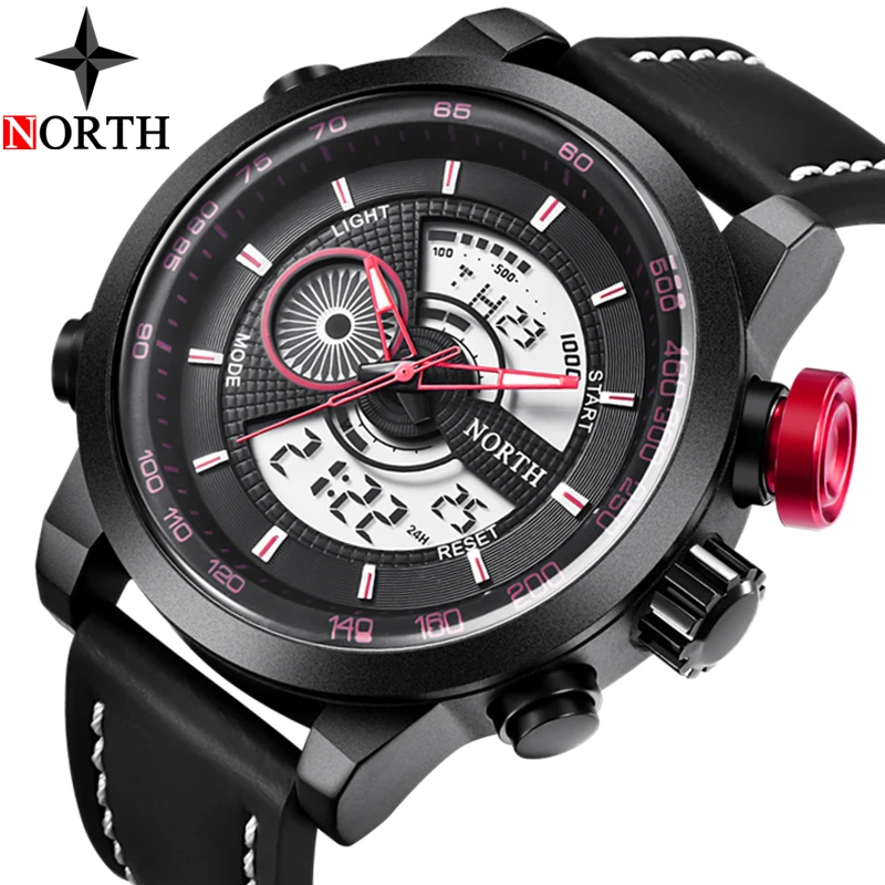 

Luxury Brand North Men Casual Sport Watches Men's Quartz Digital Analog Clock Man Leather Military Wrist Watch Relogio Masculino