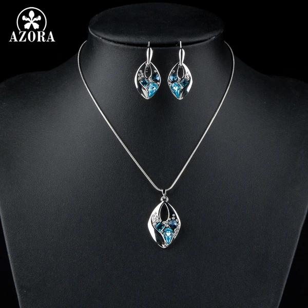 Комплект из колье и серёг белого золотого цвета|earrings and necklace|jewelry setsnecklace earrings |