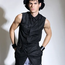 Мужская Новая одежда, рубашка без рукавов, мужская мода, средняя длина, Руслана Коршунова, рубашка, мужские летние костюмы для сцены, певицы