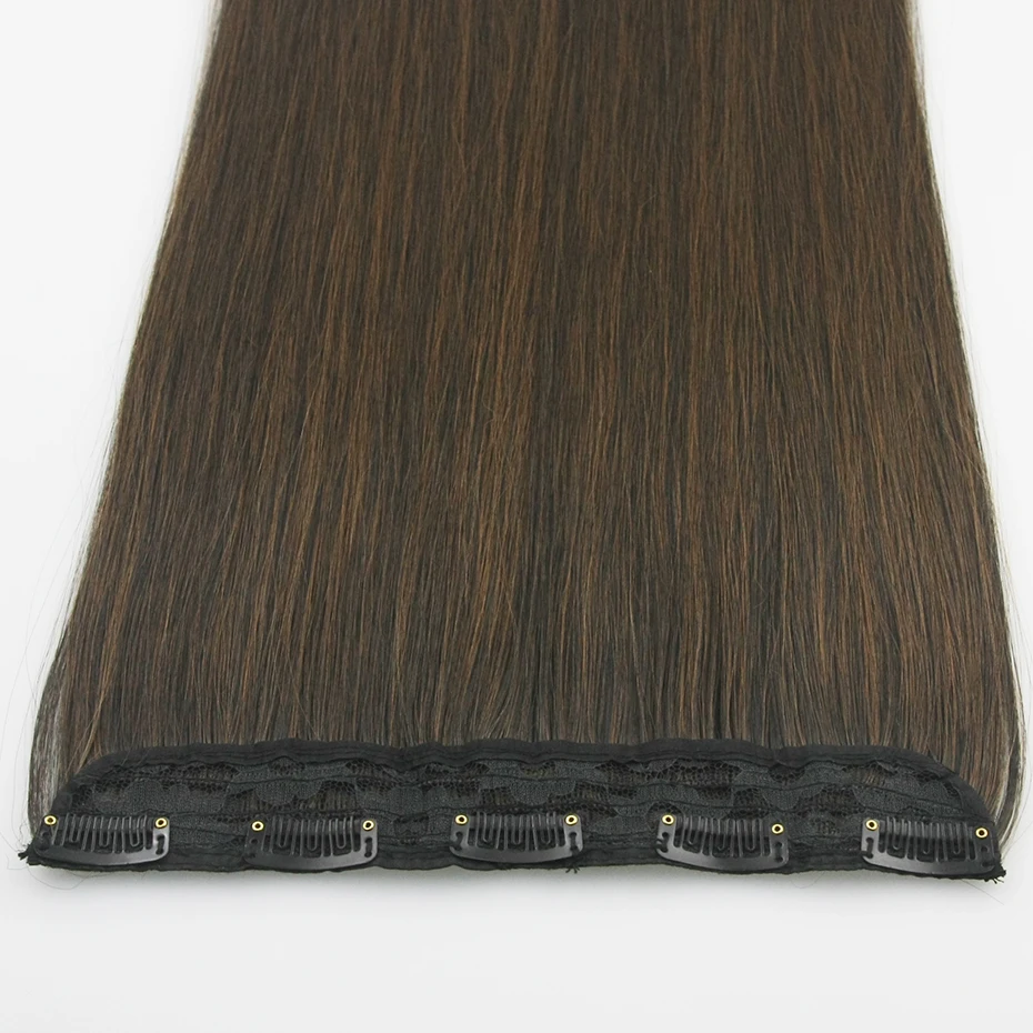 Soowee 60cm Long Straight Women Clip in Hair Extensions Black Brown High Tempreture Synthetic Hair Piece