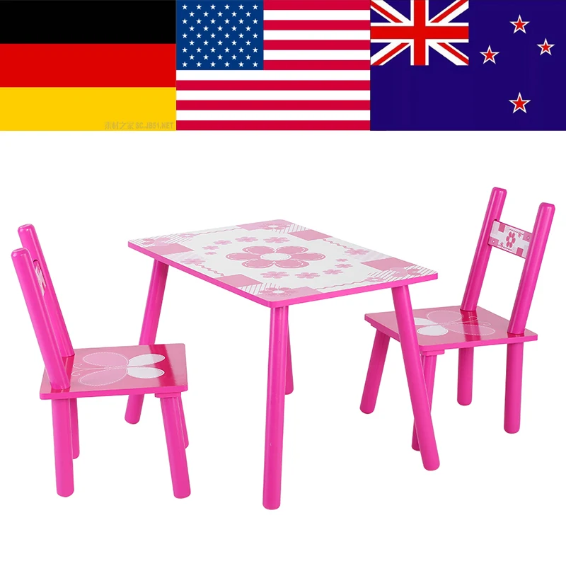 

Childrens Wooden Flowers Table and Chair Set Kids Childs Studying Painting Home School