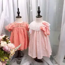 Летнее платье для маленьких девочек милое винтажное кружевное платье в испанском стиле с большим бантом комплекты из топов и шорт детская одежда Vestidos Y1142