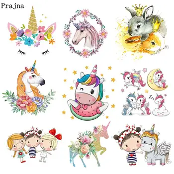 

Prajna Unicorn Patches Unicorn Watermelon Heat Transfer Rabbit Girl Iron On Transfers Stripe On Clothes Cute Clothing Coat DIY