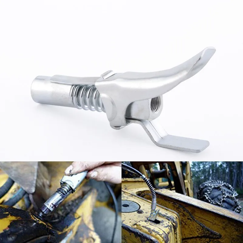 

Heavy-Duty Quick Release Grease Gun Coupler Lubricating Oil Gun Nozzle Double Handle Grease Filling Head Self-Locking