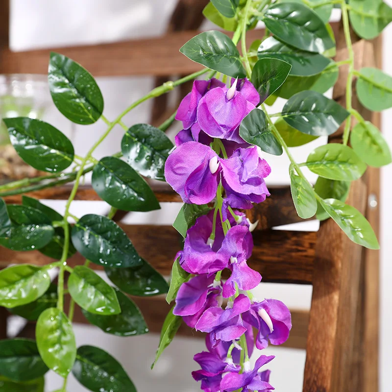 200CM Long 1 Pieces Wedding Flower Vine Rattan Fake Artificial flower bride arch decoration props Wisteria flower accessories 200CM Long 1 Pieces Wedding Flower Vine Rattan Fake Artificial flower bride arch decoration props Wisteria flower accessories