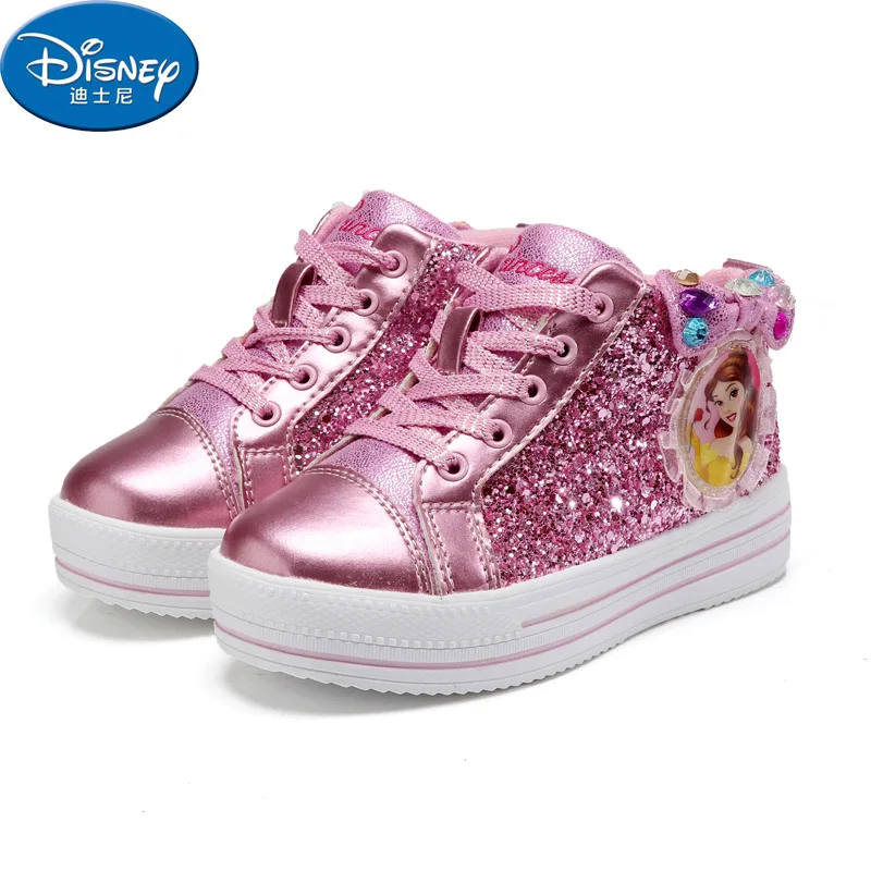 Обувь Принцессы Диснея для девочек; сезон весна-лето; Новая корейская обувь для девочек; нескользящая спортивная обувь для бега; повседневная обувь - Цвет: Розовый
