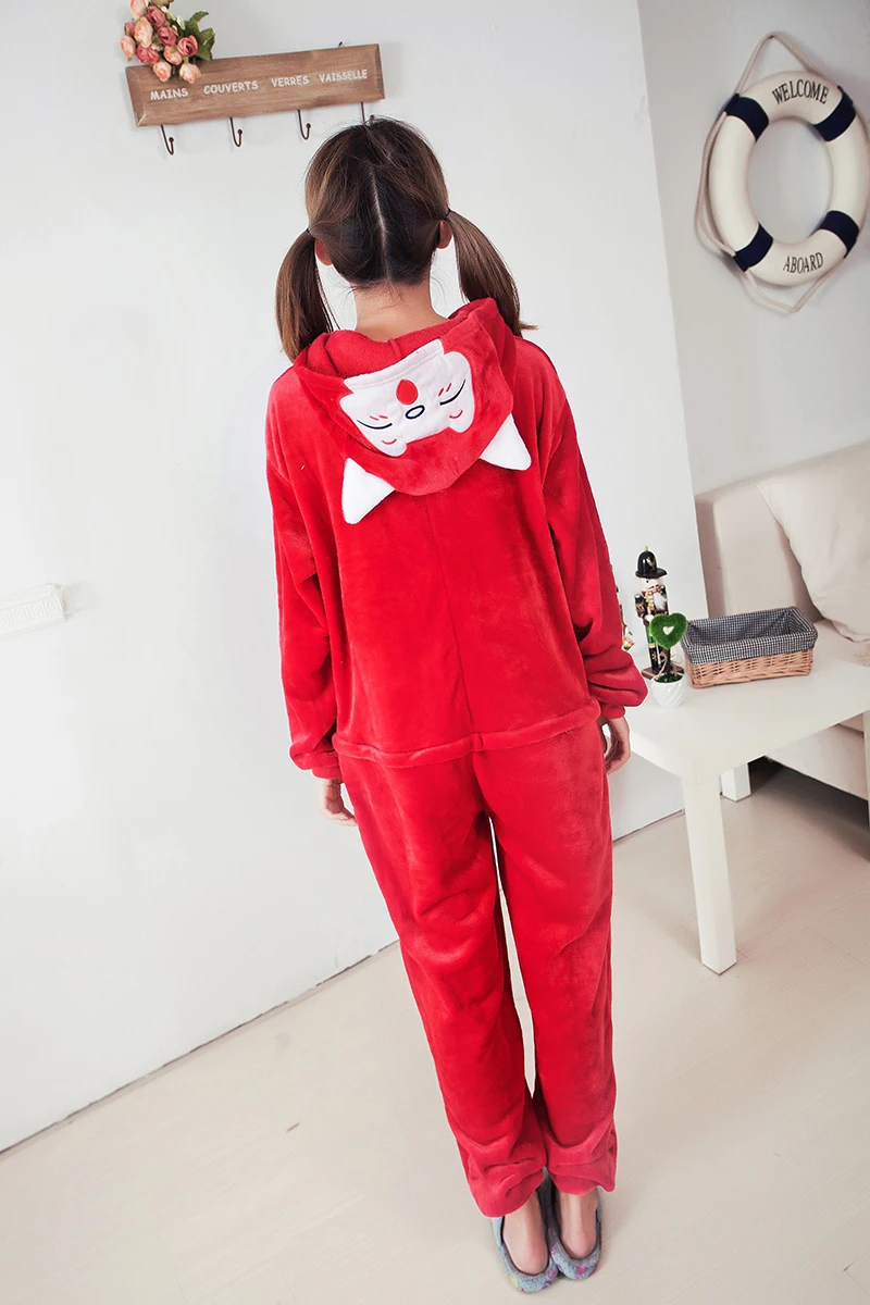 Восемь до кигуруми Onesie косплэй зимние красные Мягкий комбинезон в виде лисы фланель Али пижамы для девочек взрослых унисекс животных пижамы комбинезоны костюмы