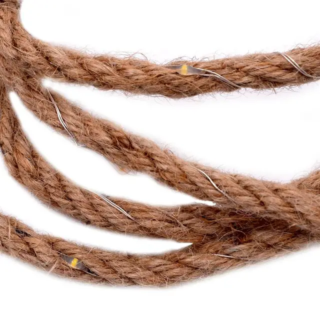 2M 20 LED Hemp Rope Decorative Fairy String Lights Battery Operated Garden Party Indoor Outdoor Light Lamp (Warm White)