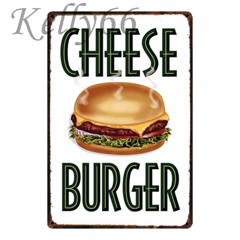  [ Kelly66 ] Cheese Burger Metal Sign Tin Poster Home Decor Bar Wall Art Painting 20*30 CM Size y-17