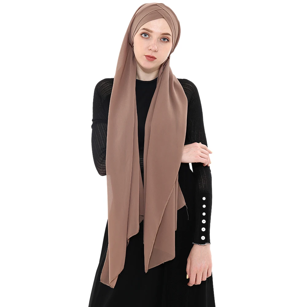 2019 летние Для женщин шифоновое Ready To Wear мгновенный Hijab шарф Мусульманский шифон головной платок исламские платки арабский платок