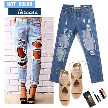 5 Colors Plus Size Boyfriend Jeans with Holes Baggy Ripped Jeans High Waisted Destroyed Denim Pants
5 Colors Plus Size Boyfriend Jeans with Holes Baggy Ripped Jeans High Waisted Destroyed Denim Pants
