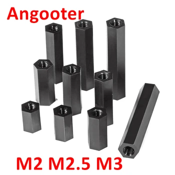 

50pcs M2 M2.5 M3 M4 Black Hex Nylon Standoff Spacer Flat head Double pass column nylon plastic spacing screw screws