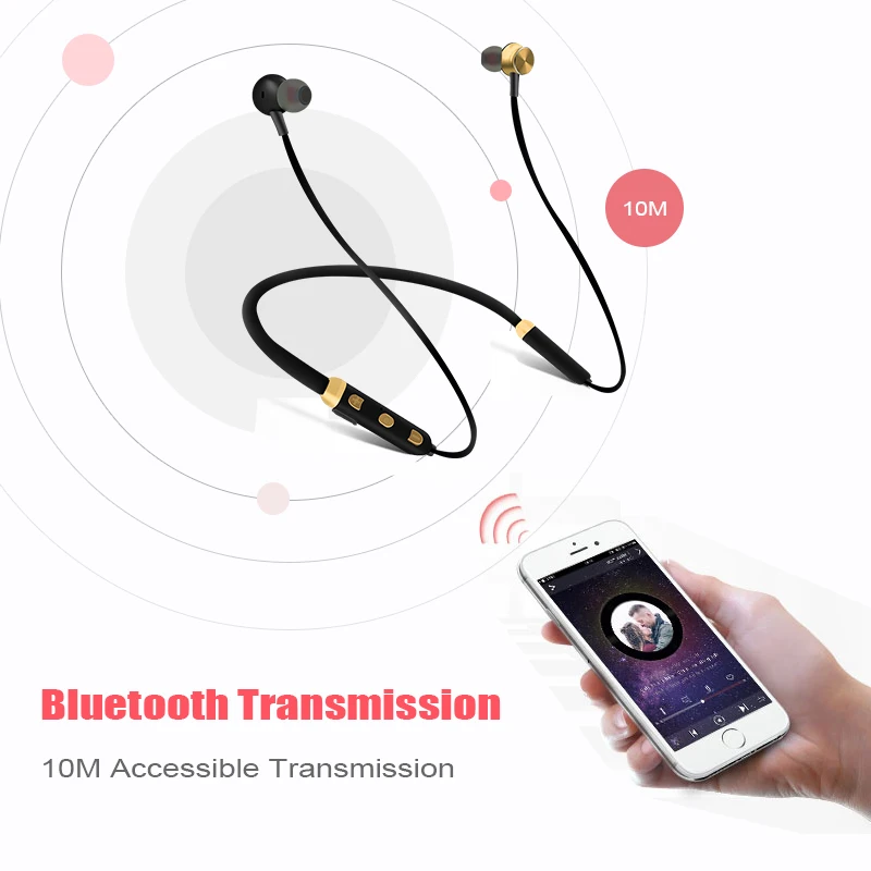 M J Flex02 Bluetooth Earphone Sports Wireless Headphones Stereo Magnetic Bluetooth Headset for Phone Xiaomi iPhone Android IOS