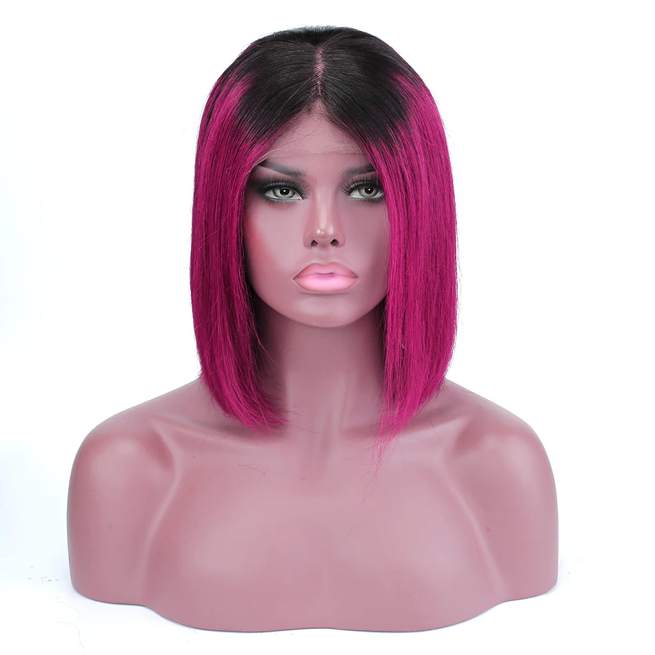 Luvin Bob, парики из натуральных волос на кружеве, прямой короткий Боб, парик для черных женщин, розовый, зеленый, Омбре, 613 блонд, красный, T1B/бордовый