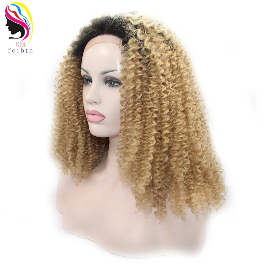 Feibin синтетические волосы Синтетические волосы на кружеве парик свободная глубокая эффектом деграде(переход от темного к Цвет 18 дюймов(45 см) для наращивания на всю голову парик D29