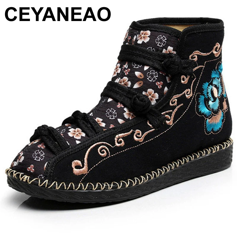 

CEYANEAOHot Ethnic customs Rubber thick bottom Women Handmade twine Embroidered Boots Outdoor leisure Ventilation Students shoes