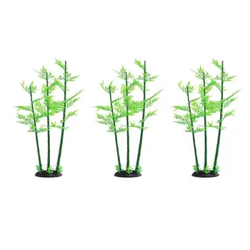 

3 Pcs Simulation Plant Green Plant Plastic Realistic Premium Artificial Aquarium Decoration For Fish Tank Decor