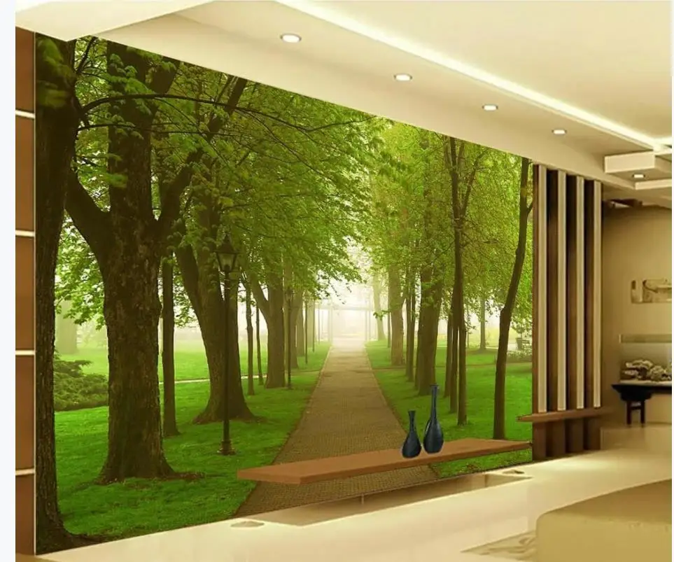 

Custom Photo Wallpaper 3D Stereo Boulevard tree scenery 3D TV background wall painting decorative painting 3D Mural Wall Paper