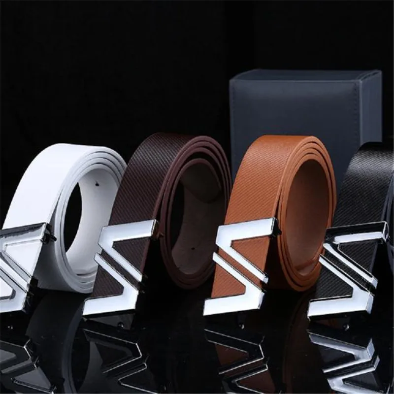 

Men Women Automatic Letter Buckle Leather Waist Strap Belts Buckle Belts for men women Fashion Accessory 40FE06