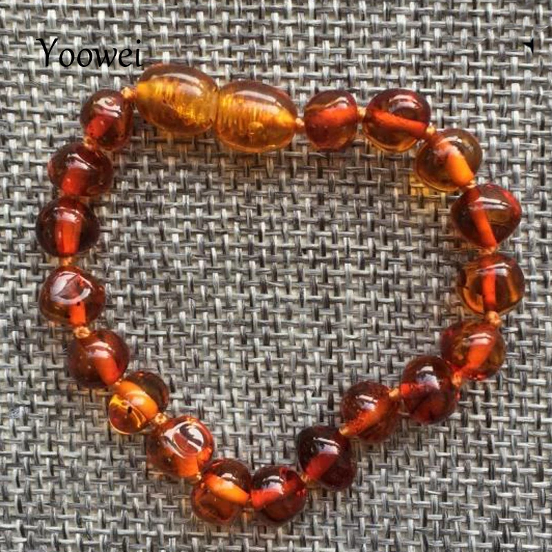 Yoowei Baby Amber Bracelets Certified Authenticity Genuine Natural Baroque Amber Beads Jewelry