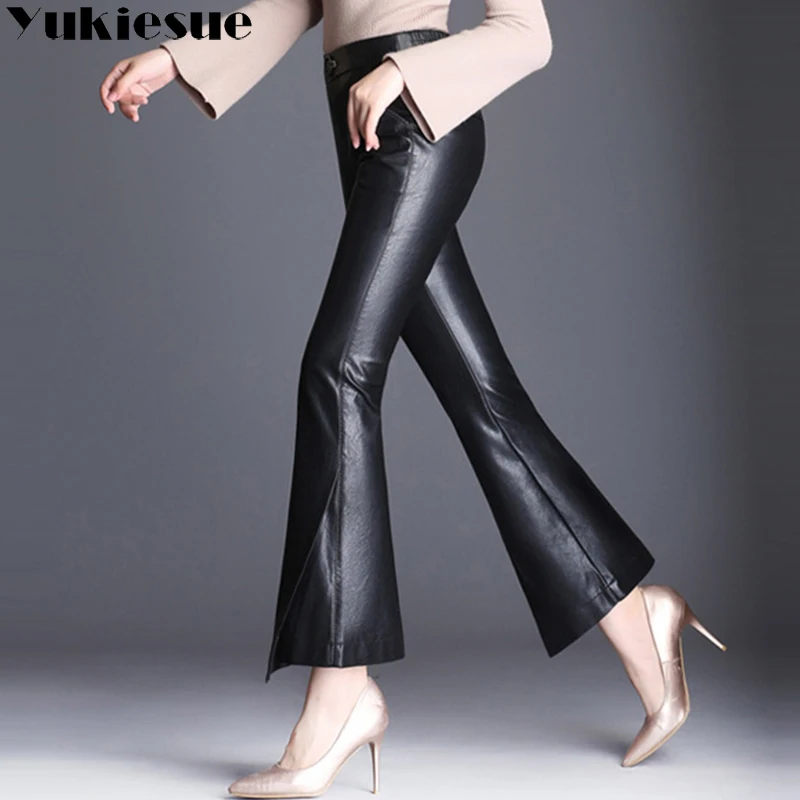 Aliexpress.com : Buy Faux leather Flare pants capri women 2018 winter ...