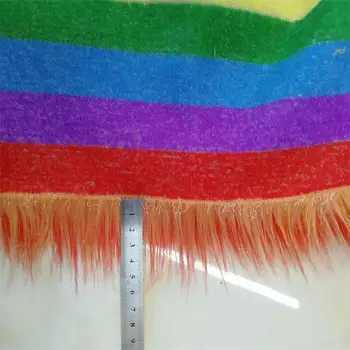 

Jacquard plush multicolor fabric rainbow faux fur cloth toy environmentally friendly (45-70mm pile long)