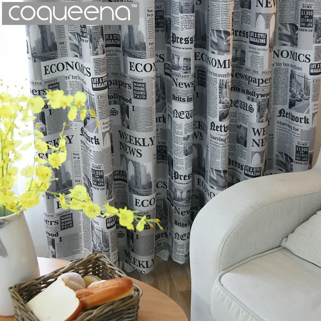 Vintage Style Newspaper Print Blackout Curtains For Living Room Vintage Style Newspaper Print Blackout Curtains For Living Room Bedroom Kitchen Door Decorative Curtain D Window
